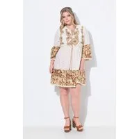 MIAMODA Longbluse Tunika A-Linie Blüten-Stickereien 3/4-Ärmel