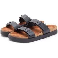 Tommy Hilfiger CORK ADJUSTABLE LTH SANDAL Pantolette Sommerschuh, Bequemschuh, Sandale mit Logoprägung in den Schnallen