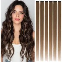 LuxusKollektion Echthaar-Extension Clip in Extensions Echthaar Braun 6 Stück Remy 35cm #4 Mittelbraun