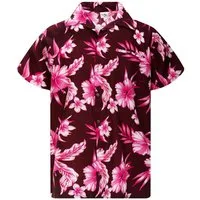 King Kameha Hawaiihemd Mono Flowers Funky Hawaii-Hemd Herren Kurzarm Front-Tasche Unisex