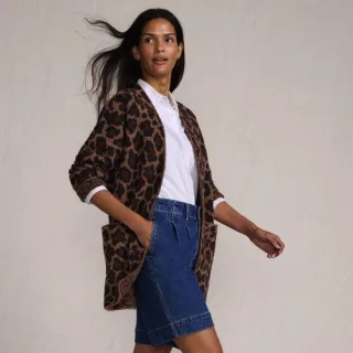 Offener Long-Cardigan aus Wimperngarn für Damen, Damen, size: regular, Braun, Polyester-Mischung/Nylon-Mischung, by Lands' End