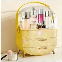 Nettlife Make-Up Organizer Kosmetikorganizer mit 2 Schubladen Aufbewahrungsbox(26x16x38 cm), Weiß Rosa Hellgrün Dunkelgrün Magenta Silber Gold Rot Dunkelblau