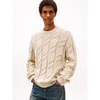 Tommy Jeans Rundhalspullover TJM REG CHUNKY CABLE Grobstrick mit Zopfmuster, regular fit, Rundhals
