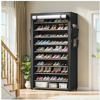 Klyvvo Schuhregal 11 Ebenen, hoher Schuhschrank mit Sichtfenster für 35-50 Paar Schuhe, 1-tlg., Stabil, schmal & platzsparend – ideal für Flur, Wohnzimmer