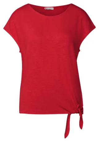 Street One - Shirt mit Knotendetail rot - Gr. - 34