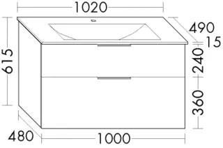 Burgbad Glas-Waschtisch+Waschtischunterschrank Eqio Eiche Dekor Baumwolle/Weiß, SEYX102F7344A0070 SEYX102F7344A0070