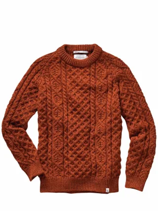 Peregrine Herren Pullover Hudson Aran Orange 100 % Wolle