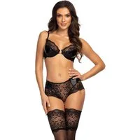 Beauty Night Fashion Set: Bügel-BH Dessous-Set Charm schwarz BH + Panty mit (Set)