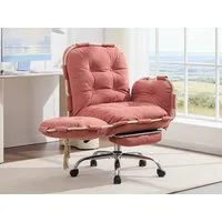 DEKKETO Bürostuhl Ergonomischer mit Armlehnen, Rückenlehne (1 St), Chenille Bürostuhl mit Wippfunktion und Fußstütze, Belastbar bis 180kg