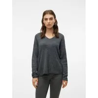 Vero Moda V-Ausschnitt-Pullover VMCREWLEFILE LS V-NECK BLOUSE NOOS Materialmix, loose fit