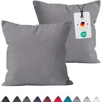 Carpe Sonno Kissenbezug 40x40 40x80 80x80 Baumwoll Kopfkissen Bezug Kissenhülle Kissenbezug, (2 Stück), Renforce Kissenbezüge 40x40 cm, Uni Grau einfarbig