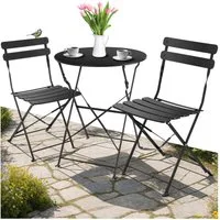 tectake Essgruppe Bistrotisch Set, (Set., 3-tlg), Solides, pulverbeschichtetes Stahlgestell – langlebig & robust