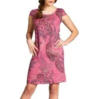 Caspar Sommerkleid SKL022 Damen Sommer Leinenkleid mit Paisley Print bis Größe 50 Luftig leicht, figurumspielende Form, mit seitlichem Jersey-Einsatz
