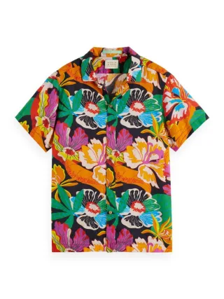 Scotch & Soda - Hemd mit Blumenmuster orange/lila - Gr. - S