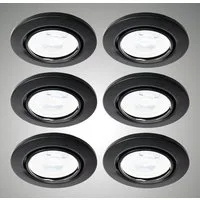 TRANGO LED Einbauleuchte, 3-Stufen dimmbar, 6er Set LED Einbaustrahler 6729-065MO6KSD in Schwarz matt Rund incl. 3-Stufen dimmbar Ultra Flach LED Modul, 6000K Tageslicht (kalt-weiss), Deckenspot, Einbauspot, Deckenleuchte