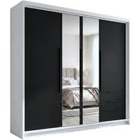 A&J MöbelLand GmbH Drehtürenschrank VIVO mit integrierten Schubladen (Geräumiger vier¬türiger Kleiderschrank mit Schubladen und Metallgriffen. Geräumiger Schrank mit einer Breite von 200 cm und Schubladen, ideal zur Aufbewahrung von Kleidung und Acce