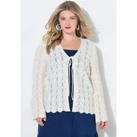 MIAMODA Strickjacke Strickjacke gerade Passform Ajourstrick Langarm