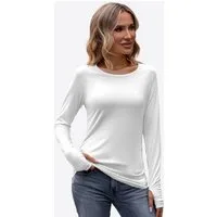 Imily Bela T-Shirt Damen Basic Langarm Raglanärmeln Rundhals (Packung, 1-tlg., 1per-Pack) in Unifarbe