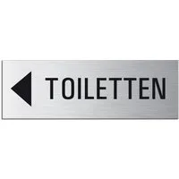 OFFORM DESIGN Hinweisschild Toiletten links Schild 240x80 mm Aluminium selbstklebend, (1 St)