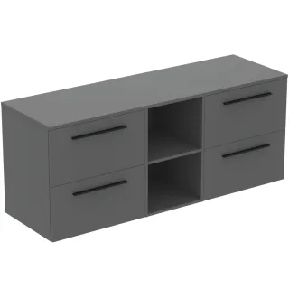 Ideal Standard Möbel-Set 160cm i.life B 4 Auszüge 2 mi.off.Fächer Gr.Schwarz QuarzgrauMatt, T5843NG T5843NG