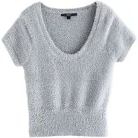 Next Strickpullover Funkelndes T-Shirt mit U-Ausschnitt (1-tlg)