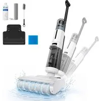 JONR Nass-Trocken-Akkusauger ED12 Lite 1mm Kantenreinigungsbürste, Selbstreinigung Wischsauger, 3,5kg Ultraleicht Staubsauger für haare, 750mL Wassertank, Anti-Verwirrungs-Haar
