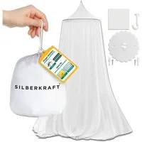 Silberkraft Betthimmel Moskitonetz mit Klebehaken fürs Bett, Reisen, Outdoor und Camping (1-tlg), Mit Klebehaken - kein Bohren nötig, mit Tragebeutel und Reisverschluss