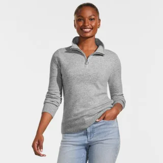 Kaschmir-Pullover mit Reißverschluss, Damen,  Grau, by Lands' End