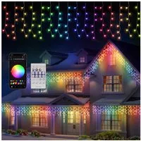Elegear Lichterkette 5×0,6m LED Eiszapfenlichter Weihnachtsbeleuchtung, Lichtervorhang, Außen Eiszapfen, 16 Mio. Farben 60 Modi Musik Timer, Weihnachtsdeko