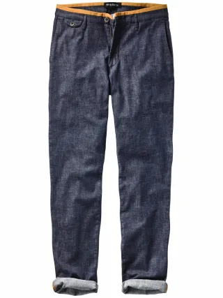 Mey & Edlich Herren Kurkuma-Power-Chino Blau 98 % Baumwolle, 2 % Elasthan
