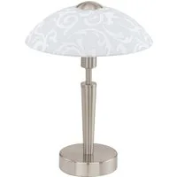 EGLO Tischleuchte SOLO Tischlampe, Stahl und Glas, E14, IP20, Schreibtischlampe, Lampe, Dimmfunktion, Ein-/Ausschalter, Farbwechsel, ohne Leuchtmittel, Leuchtmittel wechselbar, Tischleuchte, H32 x Ø26,5 cm, nickel-matt, 1X60W exkl.