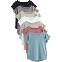 Next T-Shirt 7er-Pack T-Shirts mit überschnittenen Schultern (7-tlg)