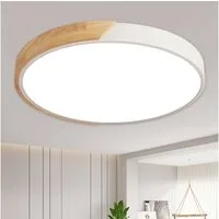 style home Deckenleuchte LED Deckenlampe dimmbar mit Fernbedienung, 36W-Ø40cm, LED fest integriert, Warmweiß bis Kaltweiß 3000K-6000K, Ø40x4cm, rund Leuchte für Wohnzimmer Schlafzimmer Küche Büro, Holz