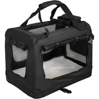 Petigi Tiertransporttasche Transportbox Faltbar Faltbox Hund Transporttasche Schwarz S-XXXXL