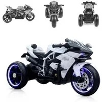 Moni Elektro-Kindermotorrad Kinder Elektromotorrad Ninja, Belastbarkeit 30 kg, drei Kunststoffräder, LED-Beleuchtung, Mp3