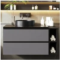 Flieks Waschtisch (1-St., Badschrank Waschplatz mit 2 Schubladen), Waschbeckenunterschrank mit Waschbecken Badmöbel in Breite 80 cm