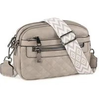 TANTOMI Schultertasche Umhängetaschen Damen, Crossbody Bag mit mehreren Fächern (Damen Handtasche mit Weich Breiter Gurt), Design mit mehreren Reißverschlüssen