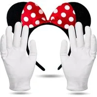 FASCHINFEVER Kostüm Minnie Maus Kostüm Set mit Ohren und Handschuhen – Fasching & Karneval