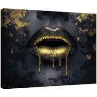 Wallarena Leinwandbild Frau Lippen Abstrakt Schwarz Schlafzimmer, Wohnzimmer 60x40 cm, Frau, 60 x 40 cm