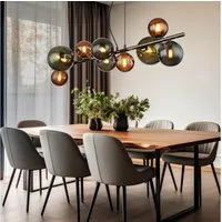 GLOBO LIGHTING LED-Hängeleuchte, Leuchtmittel inklusive, Warmweiß, LED Pendelleuchte Wohnzimmerlampe Glaskugeln 9 Flammig grau H 120 cm