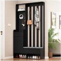Flieks Garderobenständer, (1 St., H180/B100/T35 cm), Garderoben-Set mit gepolsterter Schuhbank Schuhschrank mit Stecktafel