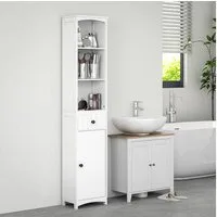 HOMCOM Badkommode Hochschrank Badschrank (Badregal, 1 St., Badmöbel), MDF, Weiß, 34 x 24 x 170,5 cm