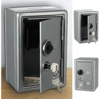 CEPEWA Spardose Spardose Tresor Metall silber 12x18x10cm