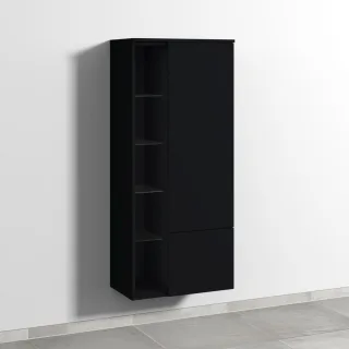 Sanipa 3way Stauraumschrank mit 1 Tür, 1 Auszug und offenen Fächern, Schwarz-Matt SF18308
