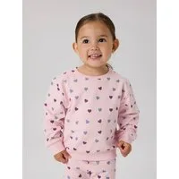 Name It Sweatshirt NMFSOLEA LS NREG SWE BRU Baumwollmischung, Glitzerdetails, Druck, Langarm