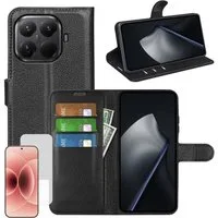 Wigento Handyhülle Klapphülle + 9H Schutzglas für Xiaomi 17T Pro Book Wallet Case Set 6,83 Zoll, Produktset Kunstleder Tasche + H9 Hart Glas