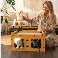 Roxlin Katzenhaus Katzen Kratzmöbel TV-Modell – Kratzhaus & Kratzbrett Karton Katzenhaus