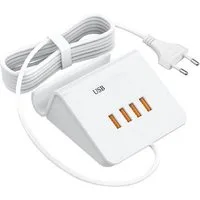 Kityhome 4-USB-C Ladestation mit Handy-Ständer, weiß – Schnelllade-Hub USB-Ladegerät (Hochwertige, Universell kompatibel, Integrierter Phone-/Tablet-Ständer)