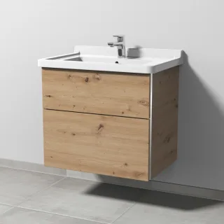 Sanipa 3way Waschtischunterbau zu Duravit Starck 3 Waschtisch mit 2 Auszügen, Eiche Natural-Touch BR71085