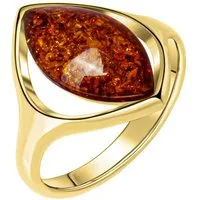 Vivance Fingerring 925/- Sterling Silber vergoldet mit Bernstein
